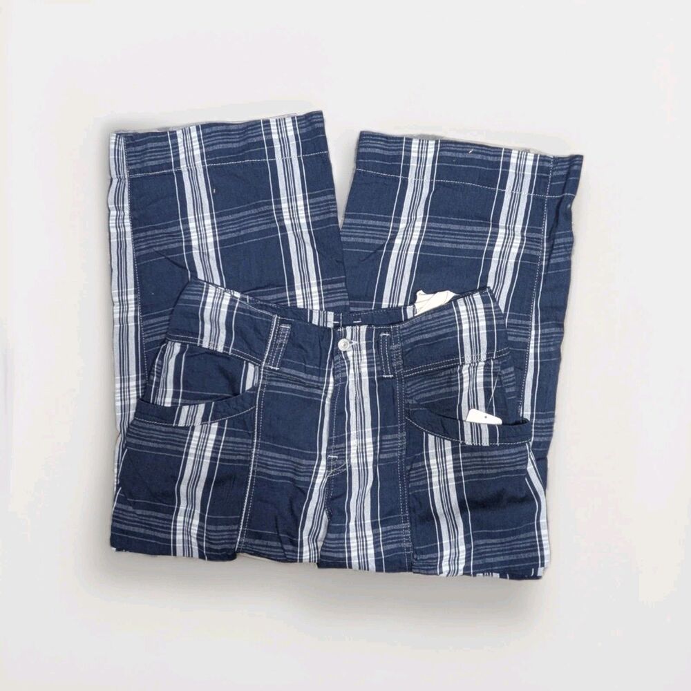Free People Brecan Plaid Blue Pants High Rise Boho Goblincore Women’s SZ 30 - Picture 8 of 13